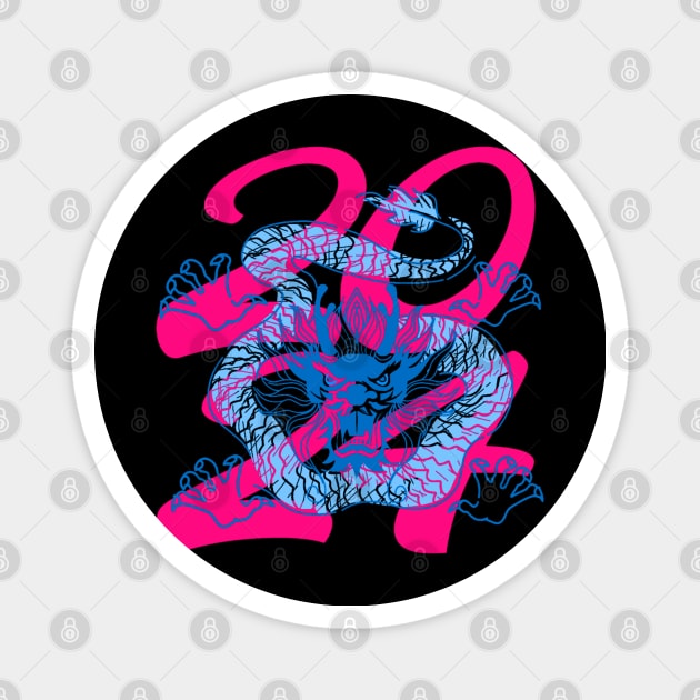 chinese new year 2024 - blue x pink Magnet by Mic jr